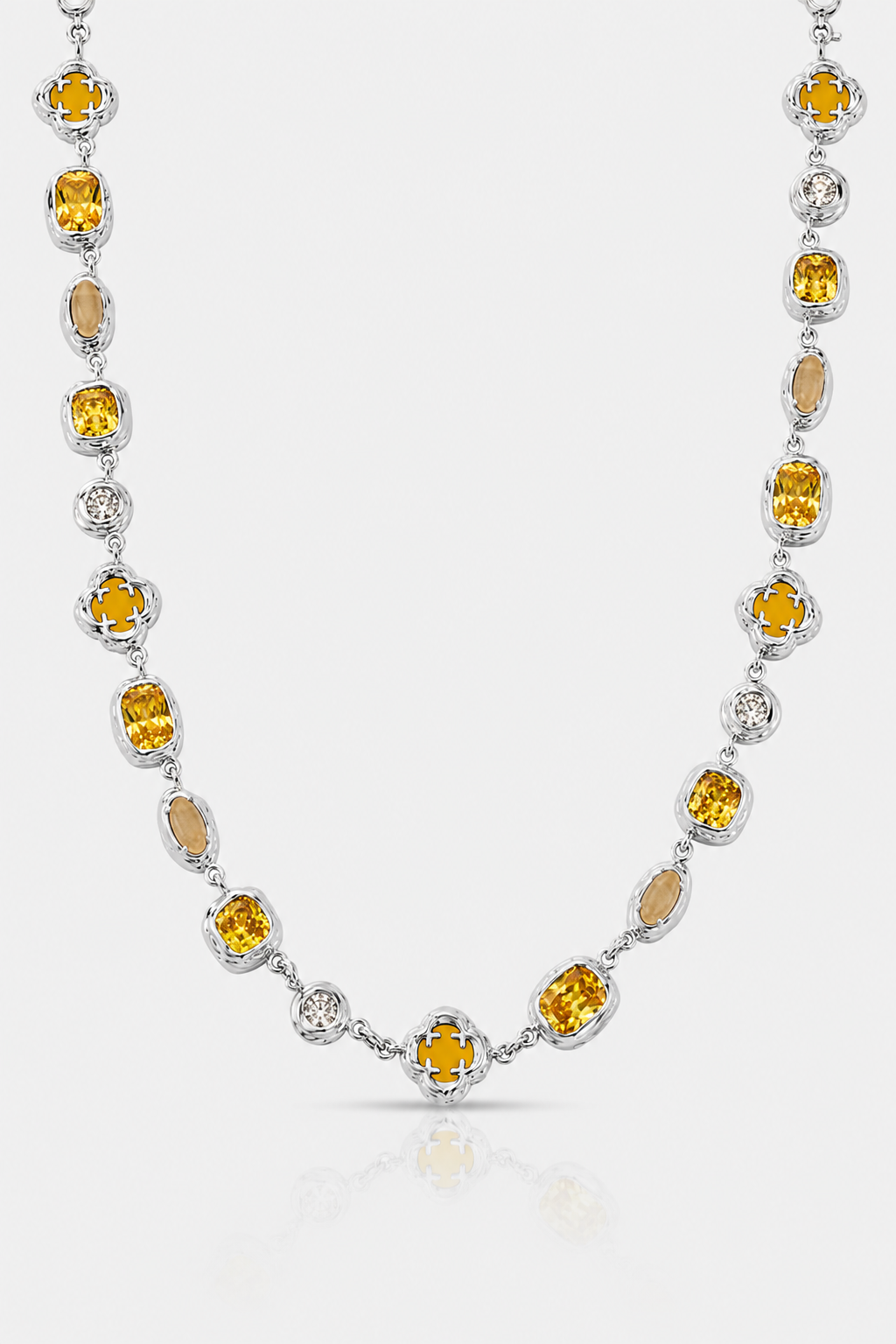 Silver Citrine Necklace | Men | Stainless Steel | Melted Design | Gemstone Detail | Steven & Levon