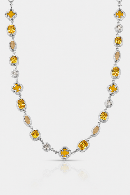 Silver Citrine Necklace | Men | Stainless Steel | Melted Design | Gemstone Detail | Steven & Levon