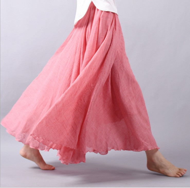 Bohemian Linen Maxi Skirt | Women | Linen | High Waist A-Line Flowy Boho Style | Steven & Levon