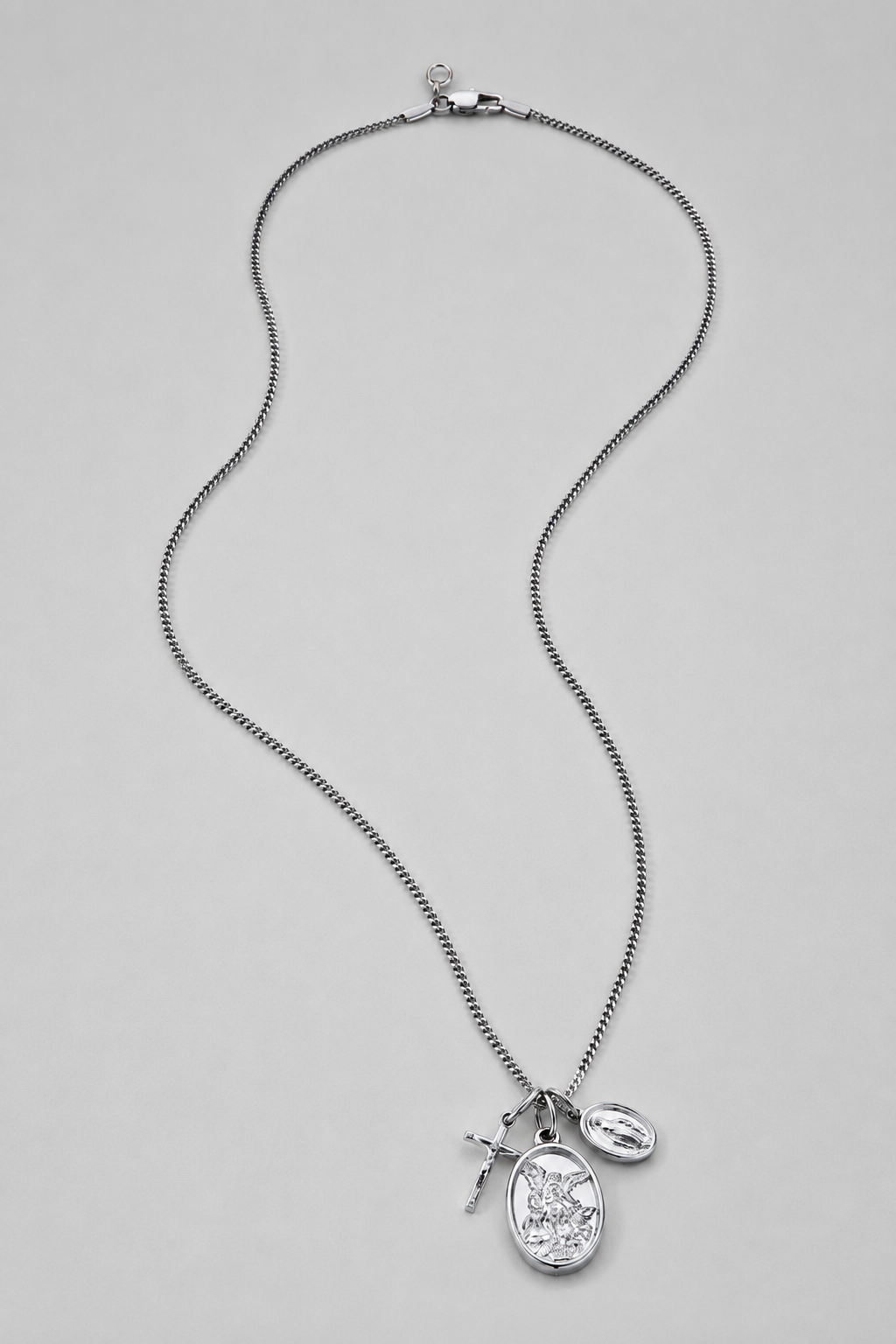 Jesus Mary Pendant Necklace | Silver | 316L Stainless Steel | Rhodium Finish | Religious Jewellery | Steven & Levon