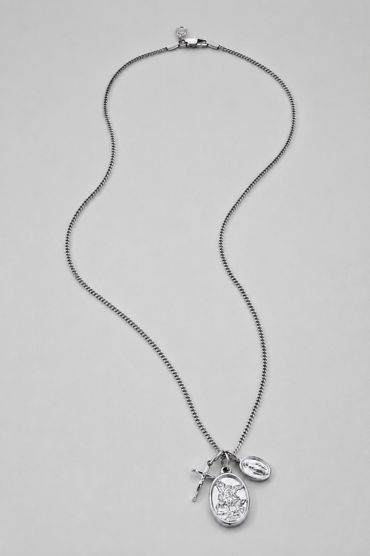 Jesus Mary Pendant Necklace | Silver | 316L Stainless Steel | Rhodium Finish | Religious Jewellery | Steven & Levon