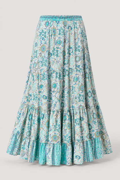 Elegant Floral Maxi Skirt | Women | Elastic Waist | Flowy A-Line | Boho Everyday Skirt | Steven & Levon
