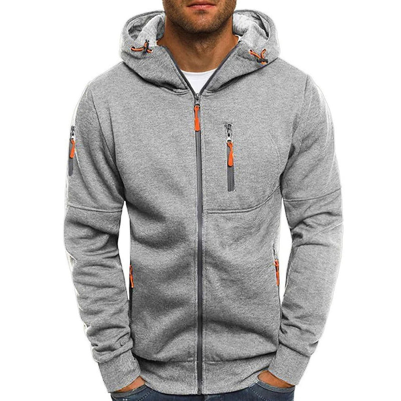 Zip-Up Hoodie | Men's Hoodie | Cotton Blend | Drawstring Hood & Multiple Zipper Pockets | Steven & Levon