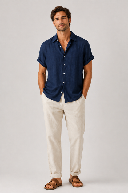 Men's Linen Summer Set | Lightweight Shirt & Shorts | Breathable Holiday Outfit | Steven & Levon