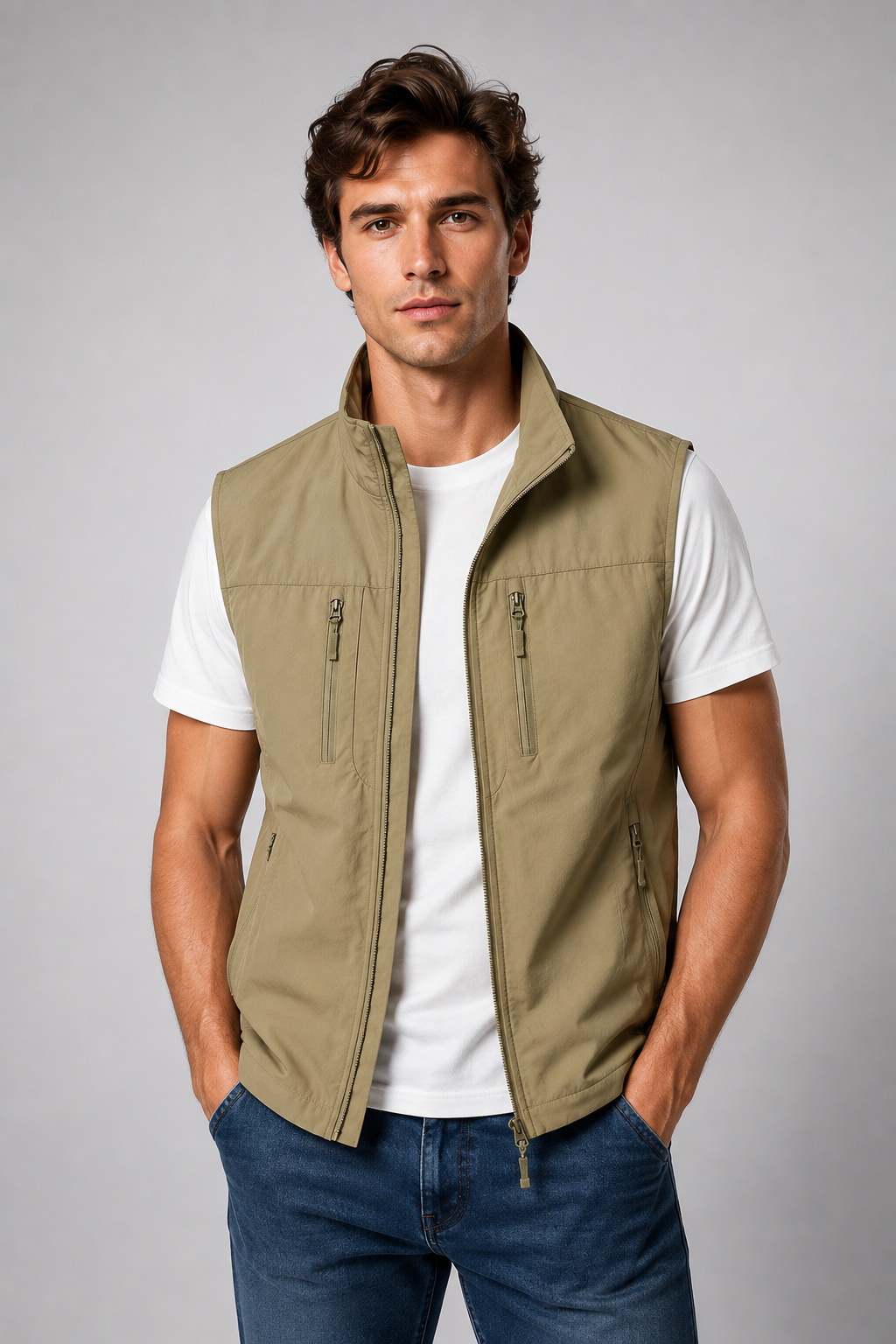 Men's Outdoor Utility Vest | Lightweight | Zip Pockets | Breathable | Fishing Hiking | Steven & Levon