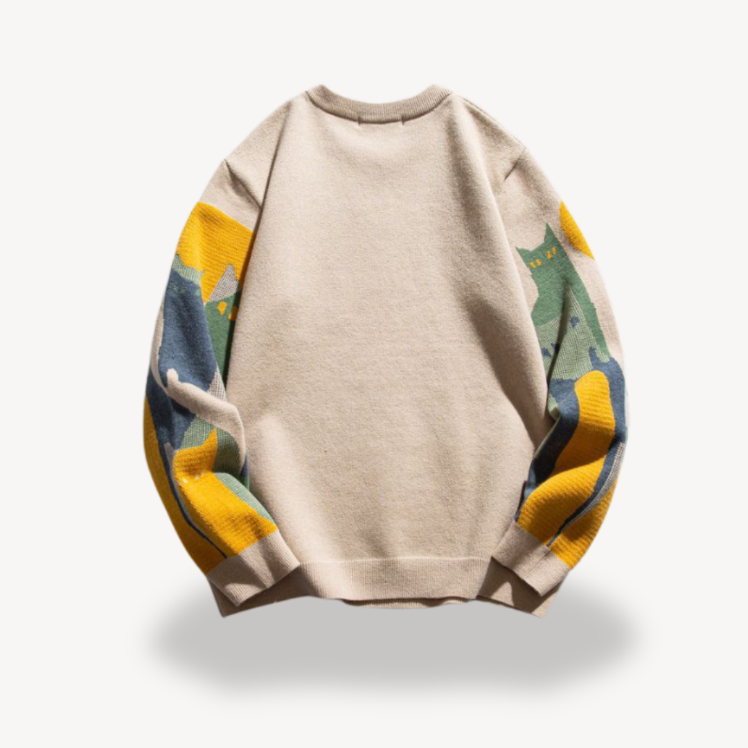 Graphic Knitted Jumper | Men's Crew Neck Pullover | Relaxed Fit | Soft Knit Sweater | Steven & Levon