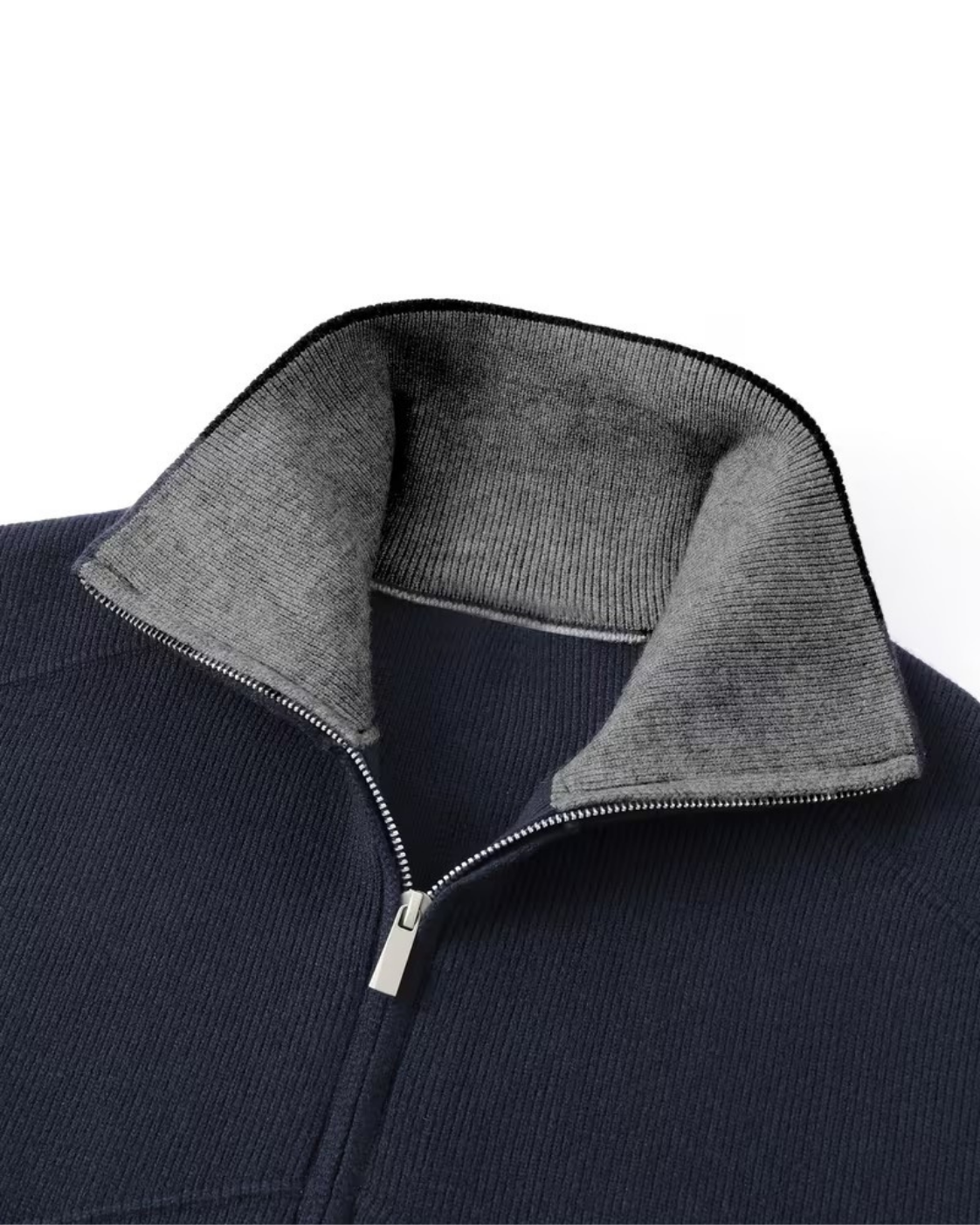 Men's Full Zip Knit Cardigan | Stand Collar | Soft Knit Sweater | Long Sleeve | Smart Casual | Steven & Levon