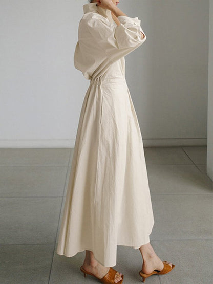 Women's Collared Belted Shirt Dress | Elegant Midi Dress | Steven & Levon
