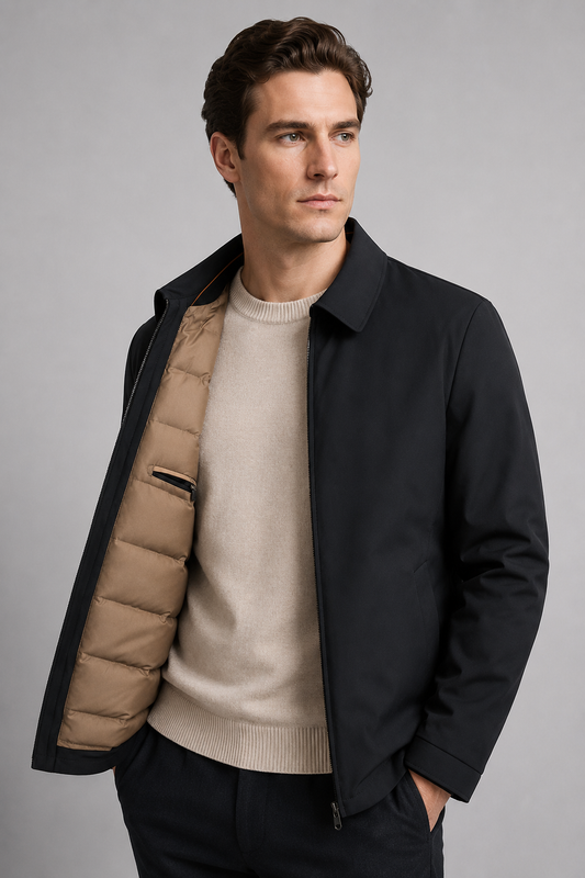 Men's Classic Down Jacket | Men | Insulated Lightweight Outerwear | Winter Warm Zip-Up Coat | Steven & Levon