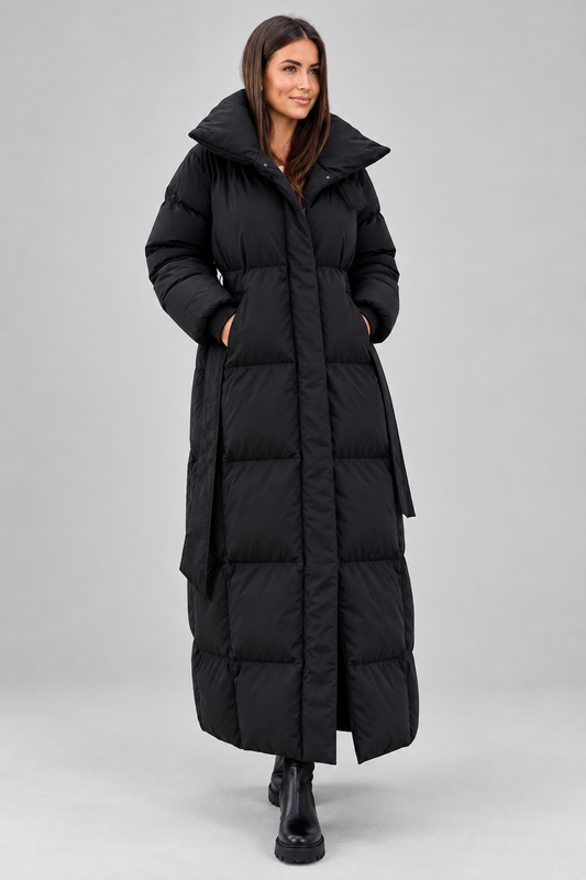 Women's Elegant Long Winter Jacket | Warm Quilted Coat | Stylish Outerwear | Steven & Levon