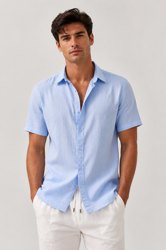 Men's Short Sleeve Linen Shirt | Cotton Blend | Breathable Summer Fit | Steven & Levon