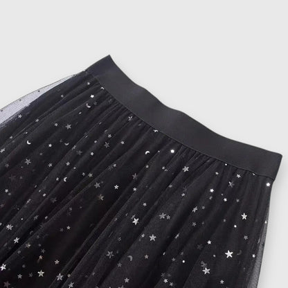 Women's High-Waist Sequin Skirt | Gathered Hem Elegant Party Style | Steven & Levon