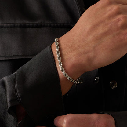 Rope Bracelet | Men | Stainless Steel | Silver, Gold & Rose Gold | 5mm Twisted Chain | Steven & Levon