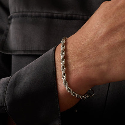 Rope Bracelet | Men | Stainless Steel | Silver, Gold & Rose Gold | 5mm Twisted Chain | Steven & Levon