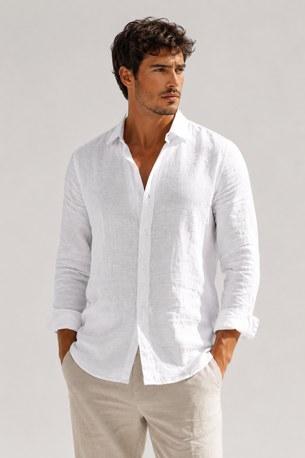 Men's Linen Heritage Shirt | Breathable Blend | Classic Button-Up | Smart Casual Wear | Steven & Levon