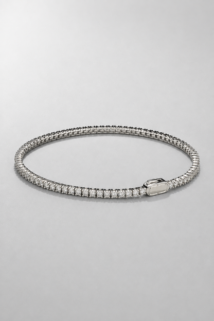 Tennis Bracelet | Men | Stainless Steel | Silver & Gold | 2mm Crystal Design | Steven & Levon
