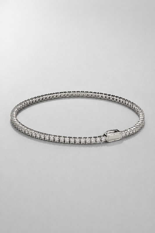 Tennis Bracelet | Men | Stainless Steel | Silver & Gold | 2mm Crystal Design | Steven & Levon