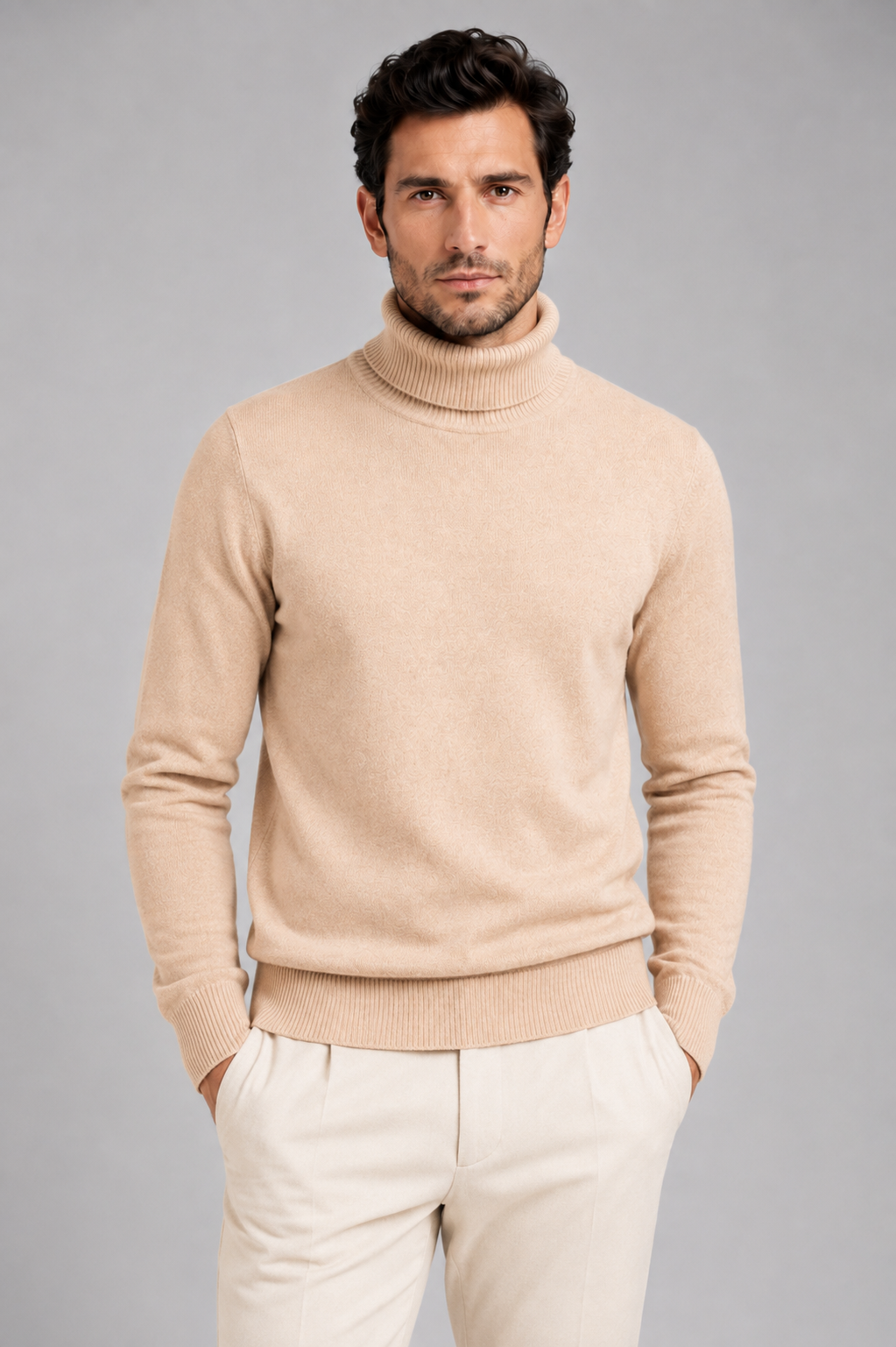Men's Turtleneck Sweater | Fine Knit | Roll Neck | Classic Fit | Long Sleeve | Smart Casual | Steven & Levon