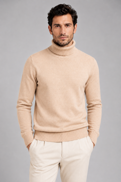 Men's Turtleneck Sweater | Fine Knit | Roll Neck | Classic Fit | Long Sleeve | Smart Casual | Steven & Levon