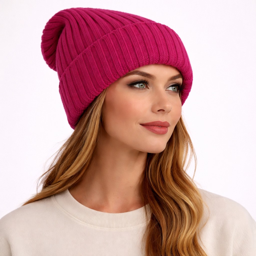 Beanivelle - Ribbed Knit Fold-Up Beanie  Winter Warmth Everyday
