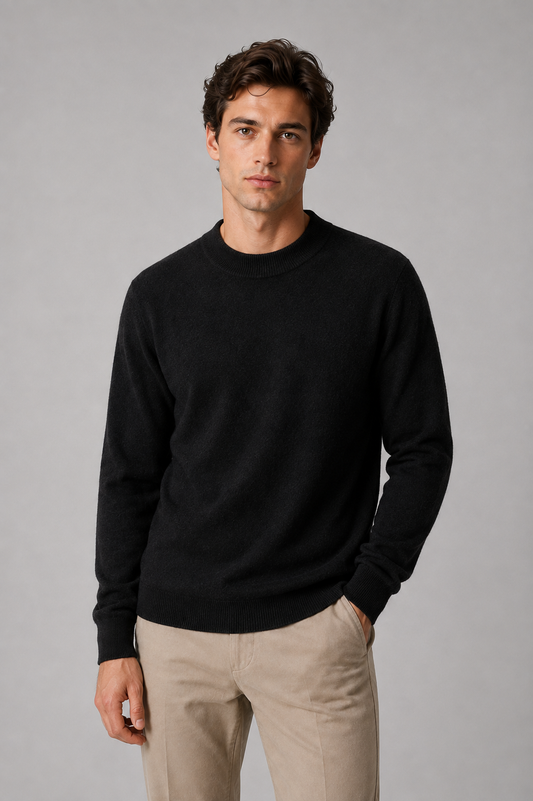 Men's Wool Crew Neck Sweater | Fine Knit | Classic Fit | Lightweight | Smart Casual | Steven & Levon