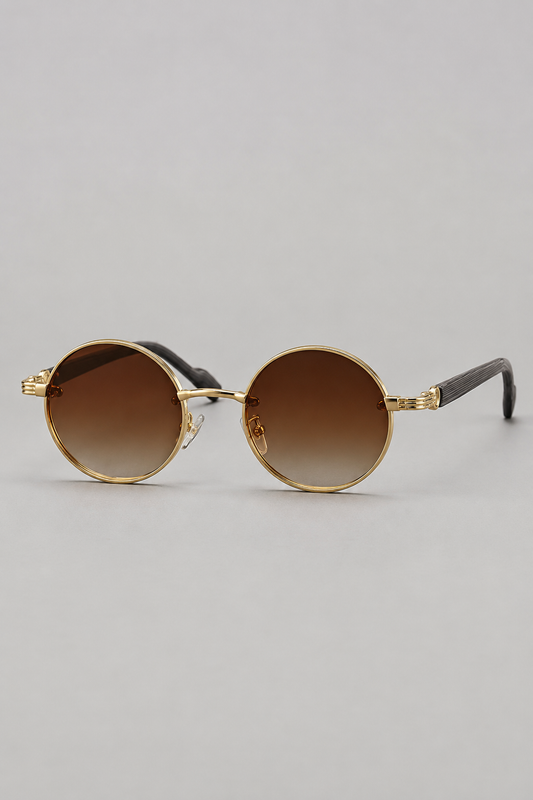 Vintage Round Sunglasses | Unisex | Metal Frame | UV400 Gradient Lenses | Classic Designer Eyewear | Steven & Levon