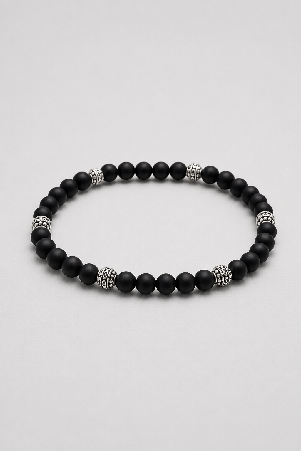 Matte Onyx Stone Bracelet | Men | Stainless Steel | Silver & Gold | Onyx Beads | Steven & Levon
