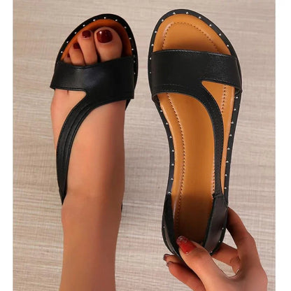 Women's Flat Slip-On Sandals | Lightweight Comfortable Open Toe Summer Sandals | Steven & Levon