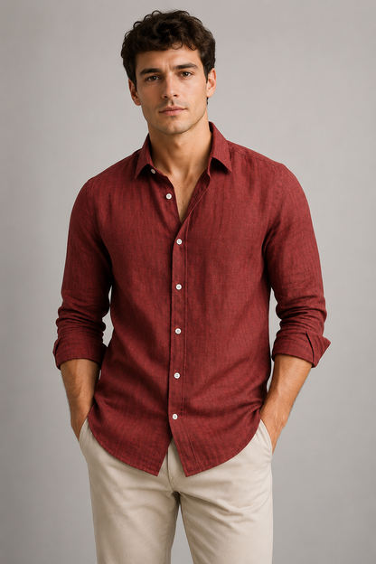 Men's Breathable Linen Shirt | Men | Linen Blend | Lightweight Breathable Casual Summer Button-Up | Steven & Levon