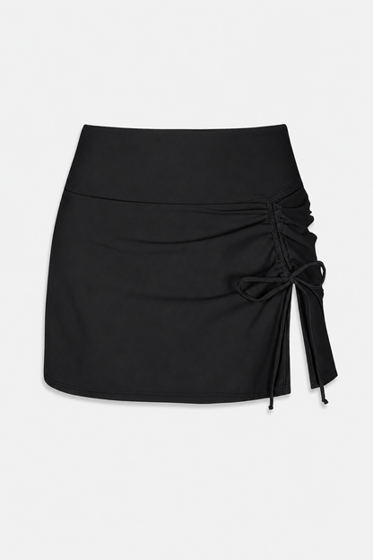 Women's Ruched Mini Skirt | Women | High Waist | Adjustable Drawstring Side Split | Active & Casual Wear | Steven & Levon