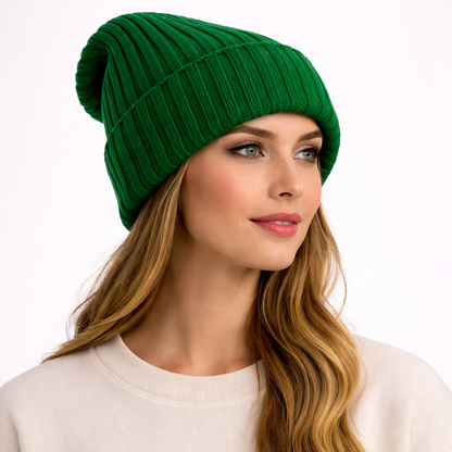 Beanivelle - Ribbed Knit Fold-Up Beanie  Winter Warmth Everyday