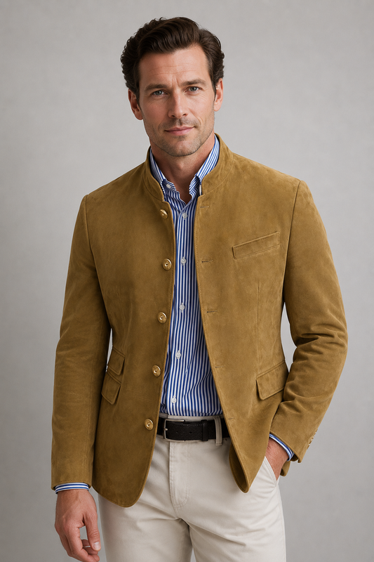 Men’s Suede Zip-Up Jacket | Men | | Relaxed Fit, Patch Pockets, Everyday Wear | Steven & Levon
