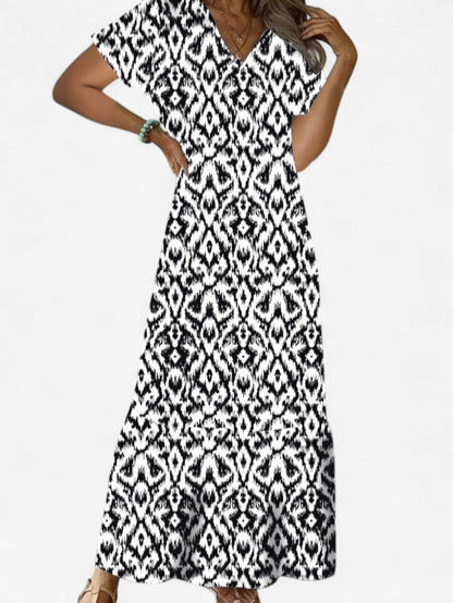 Summer Boho V-Neck Maxi Dress | Women | Flowy Holiday Dress | Steven & Levon