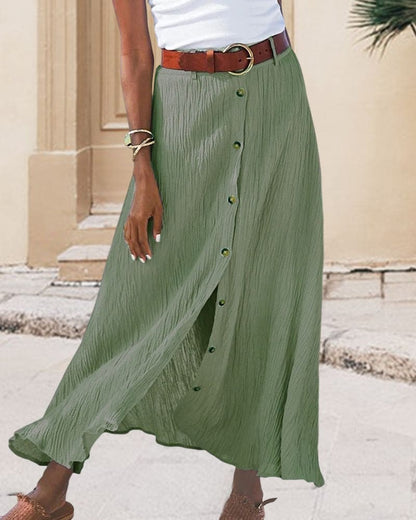 Long Monochrome Maxi Skirt | Women | High-Waisted | Flowy A-Line | Minimalist Everyday Skirt | Steven & Levon
