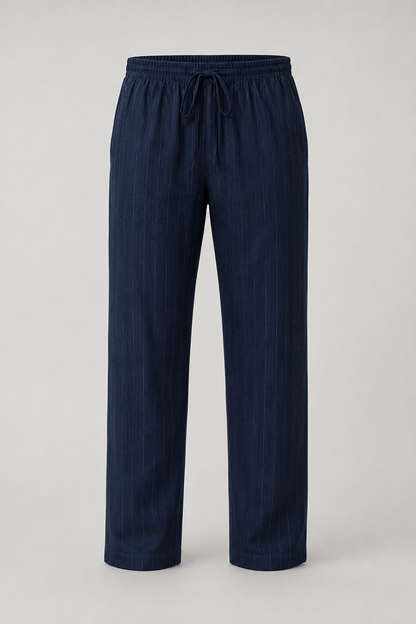 Men's Striped Linen Trousers | Linen Blend | Drawstring Waist & Relaxed Fit | Steven & Levon