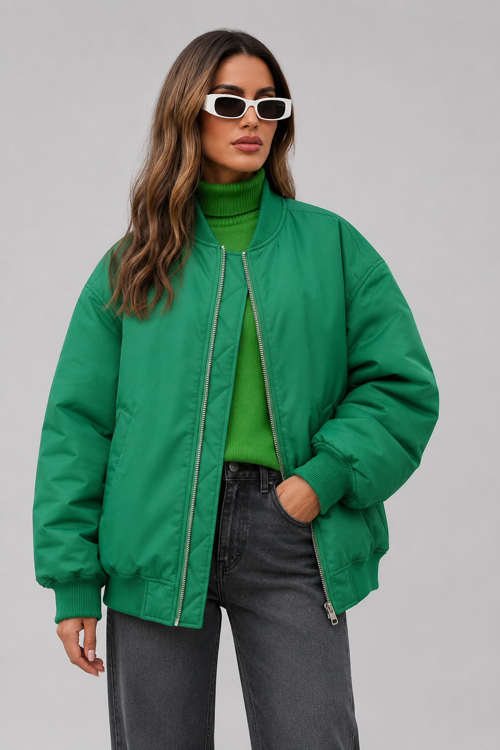 Oversized Bomber Jacket | Women | Zip-Up Casual Outerwear | Relaxed Fit | Steven & Levon