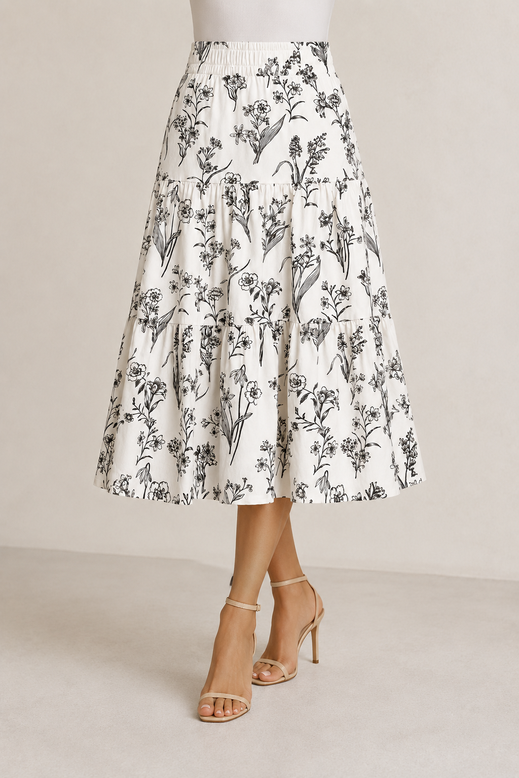 Women's Midi Skirt | Women | High-Waisted | Flowy A-Line | Casual Everyday Skirt | Steven & Levon