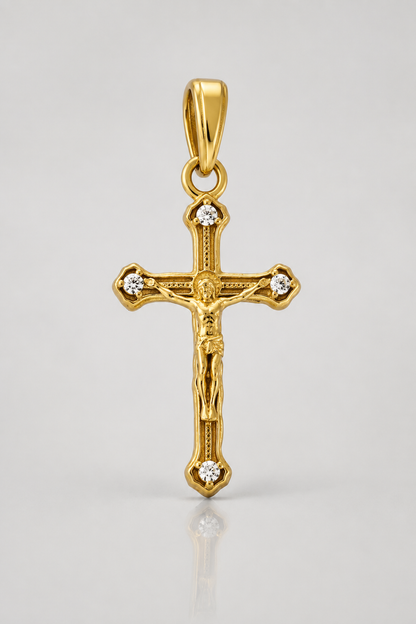 Melted Crucifix Pendant | Men | 18ct Gold Sterling Silver | Religious Design | Statement Necklace | Steven & Levon