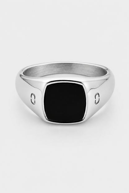 Onyx Signet Ring | Gold or Silver | Men | Stainless Steel | Black Onyx Gemstone | Steven & Levon