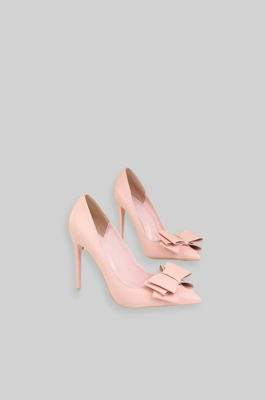 Vegan Leather Ribbon High Heels | Women | Pointed Toe | Pink | Elegant Dress Shoes | Steven & Levon