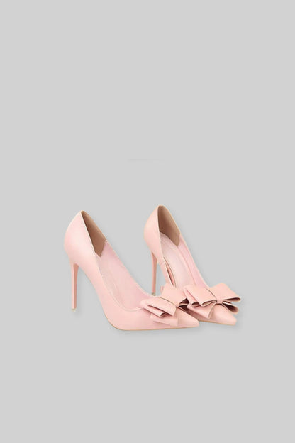 Vegan Leather Ribbon High Heels | Women | Pointed Toe | Pink | Elegant Dress Shoes | Steven & Levon