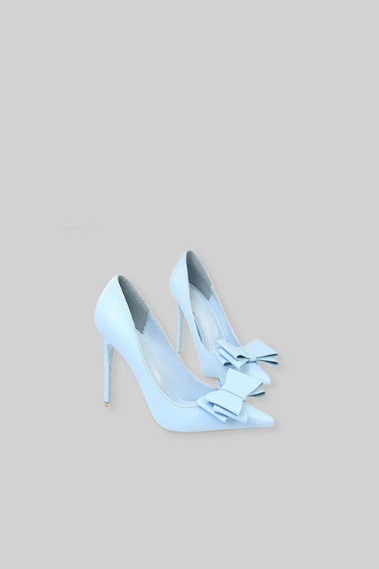 Vegan Leather Ribbon Heels | Women | Baby Blue | Steven & Levon
