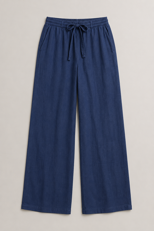 Linen Wide Leg Palazzo Trousers | Women | Drawstring Waist | Lightweight Summer Pants | Steven & Levon