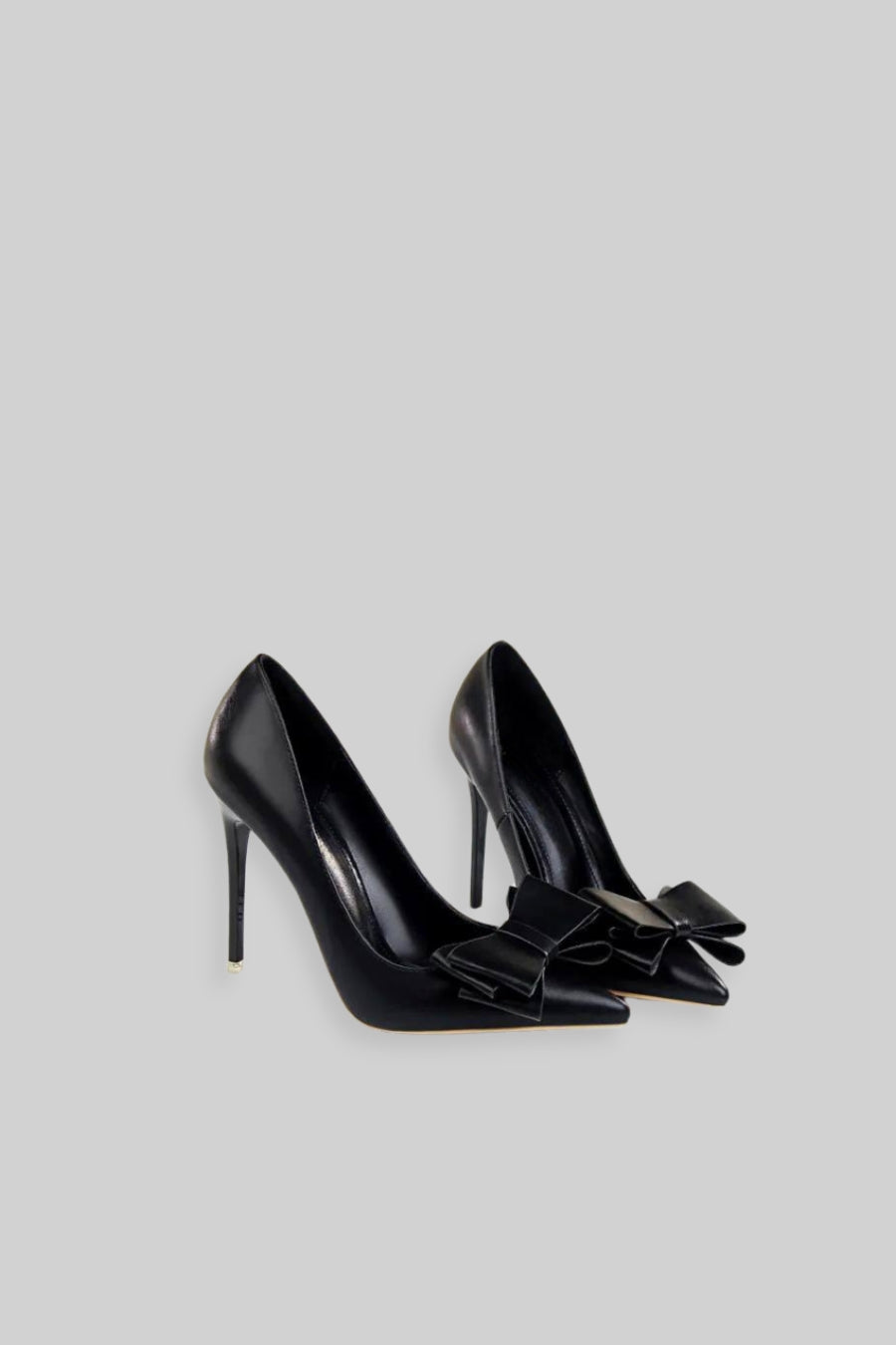 Vegan Leather Ribbon High Heels | Women | Pointed Toe | Black | Elegant Dress Shoes | Steven & Levon