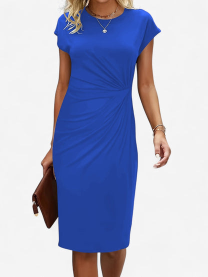 Women’s Ruched Wrap Bodycon Midi Dress | Women | Formal Occasion Dress | Cap Sleeve High Neck | Flattering Fit | Steven & Levon