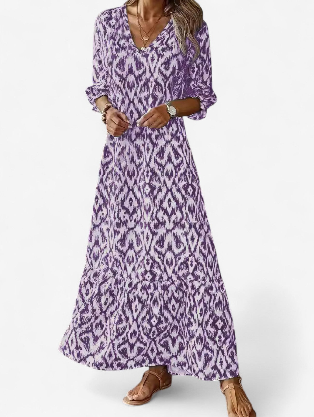 Summer Boho V-Neck Maxi Dress | Women | Flowy Holiday Dress | Steven & Levon