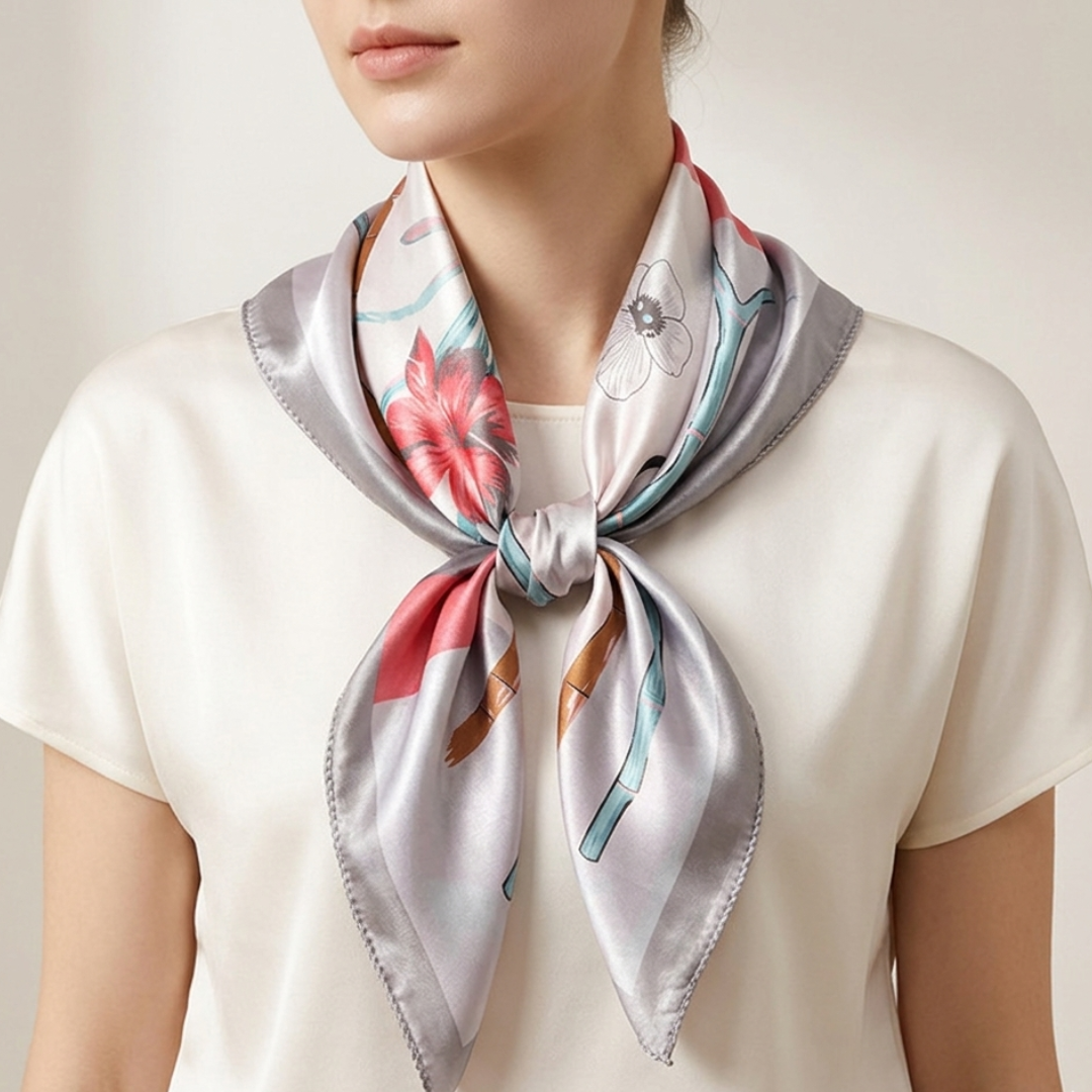 Plant Print Square Scarf | Women | Soft Fabric | 70cm Elegant Printed Neck Scarf | Steven & Levon