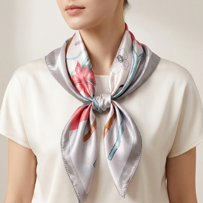 Plant Print Square Scarf | Women | Soft Fabric | 70cm Elegant Printed Neck Scarf | Steven & Levon