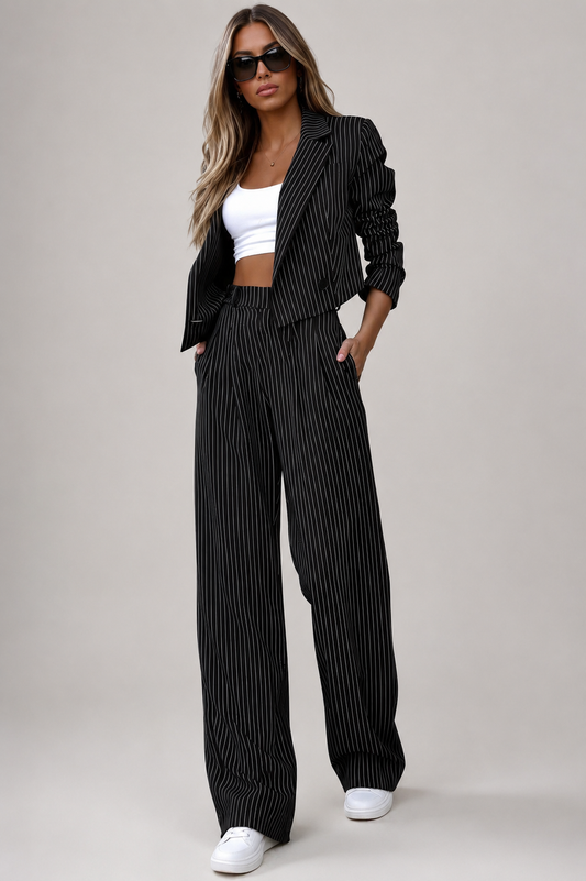 Women’s Striped Blazer and Trousers Set | Women | Tailored Co-Ord Suit | Smart Casual Office Wear | Steven & Levon
