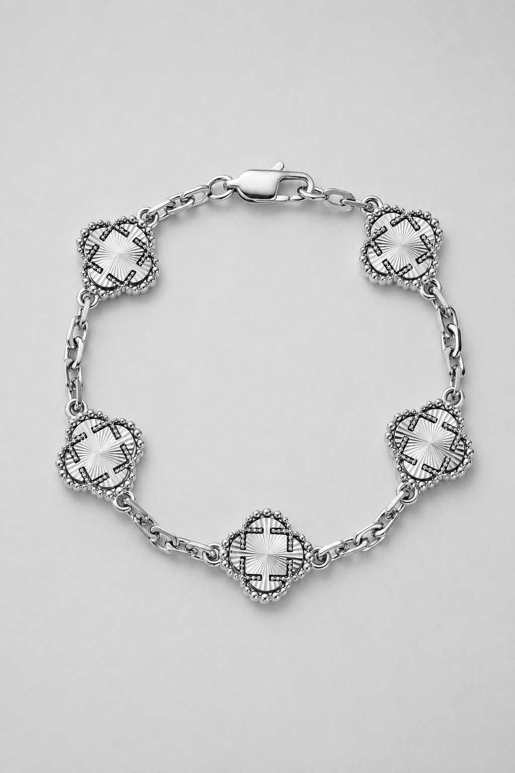 Clover Bracelet | Men | Stainless Steel | Silver & Gold | Four Leaf Design | Adjustable Fit | Steven & Levon
